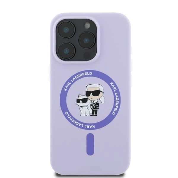 Etui Karl Lagerfeld Silicone KC Heads Ring MagSafe do iPhone 16 Pro Max Purple