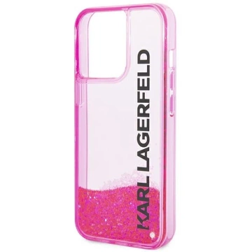 Karl Lagerfeld KLHCP14XLCKVF case for iPhone 14 Pro Max 6.7" hard case Liquid Glitter Elong pink/pink