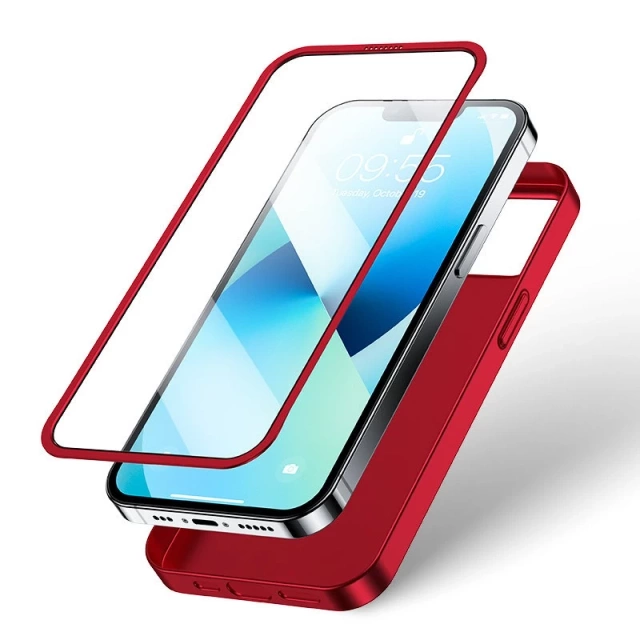 Joyroom 360 Full Case Cover pro iPhone 13 Zadní a přední kryt Tvrzené sklo červené (JR-BP927 červené)