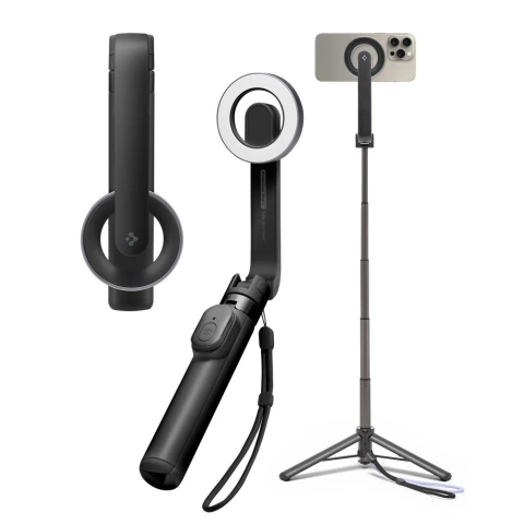 Selfie Stick Kijek Statyw Tripod Spigen S571W MagSafe Bluetooth uchwyt do telefonu zdjęć + Pilot Czarny