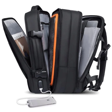 Cestovní batoh Bange BackPack business rozšiřitelný batoh Prostorná taška na 17,3" notebook s USB portem Černá