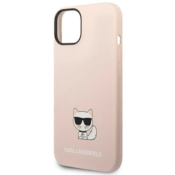 Handyschutzhülle Karl Lagerfeld KLHCP14SSLCTPI für Apple iPhone 14 6.1" Hardcase Hellrosa/Hellrosa Choupette Body aus Silikon