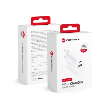 FORCELL F-ENERGY nástenná nabíjačka typu C USB A PD QC4.0 3A 30W biela