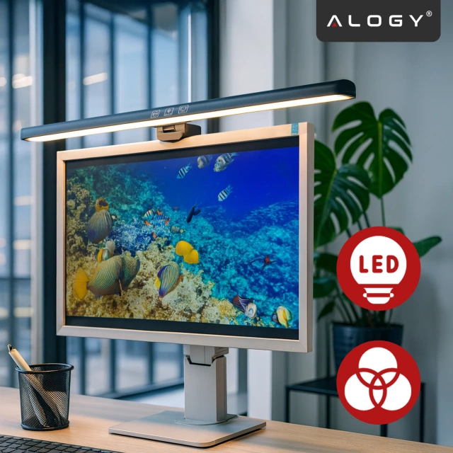 Lampka LED na Monitor komputer Biurko Alogy ProView™ Regulowana dotykowa na szerokie biurko Czarna