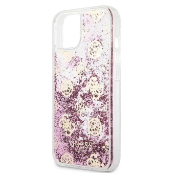 Guess GUHCP13SLGPEPI iPhone 13 mini 5,4" różowy/ružové pevné puzdro Peony Liquid Glitter
