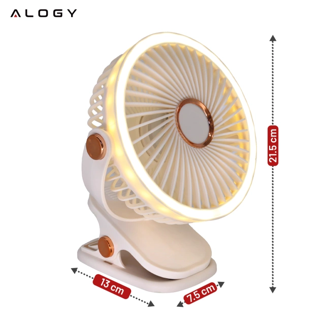 Ventilátor Větrník Větrník Přenosný klip Alogy Stolní dětský kočárek Akumulátorový bílý