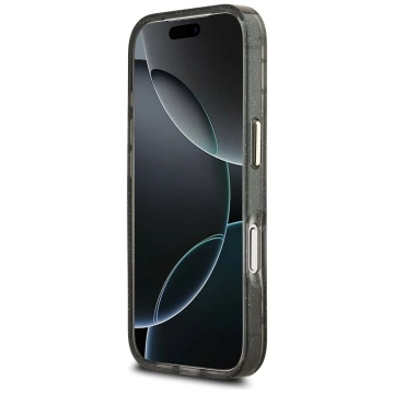 Etui Guess MagSafe do iPhone 17 Pro IML Glitter Flowers Triangle Black