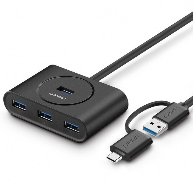 HUB USB 3.0 USB-C 3.1 UGREEN 4-port, OTG (čierny)