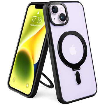 Etui pancerne Alogy Stand Ring Case obudowa ochronna na telefon do MagSafe do Apple iPhone 14 Plus Czarne + Szkło