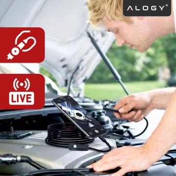 Alogy Duo Cam 1920 Full HD Lightning endoscope inspection camera for iPhone, USB-C, micro USB 3m 8mm black