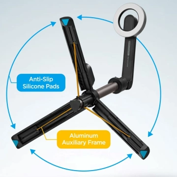 Selfie Stick Stick Stativ Spigen S571W MagSafe Bluetooth Držák telefonu Fotografie Dálkové ovládání Black
