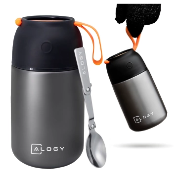 Dinner Thermos for Kids Soup Food 700ml Alogy Stainless Steel Folding Spoon Thermal Gray