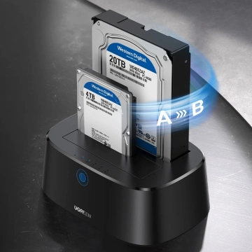 Док-станція Ugreen CM198 50857 з USB 3.0 для SATA 2.5" 3.5" SSD HHD Блок живлення EU - Чорний