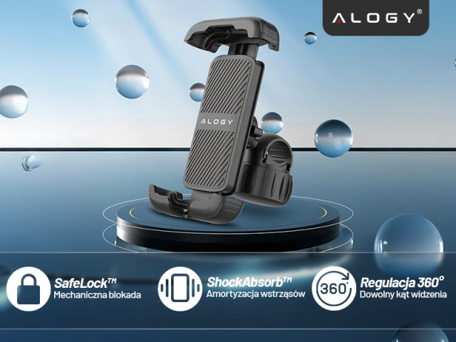 Fahrrad-Telefonhalter 4,7–6,8 Zoll für Telefon, Fahrradlenker für Fahrrad, Motorrad, verstellbar, Alogy Sport, Schwarz