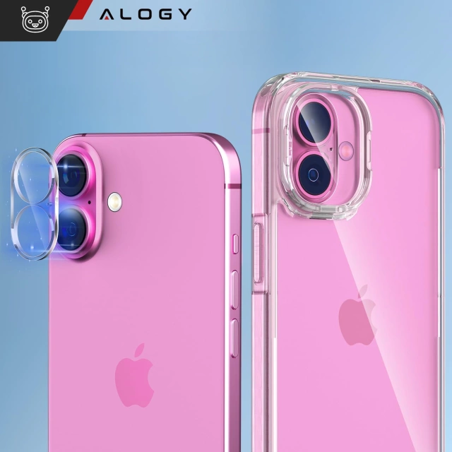 2x Glass for camera lens for Apple iPhone 16 / 16 Plus Alogy Lens Protector Pro transparent