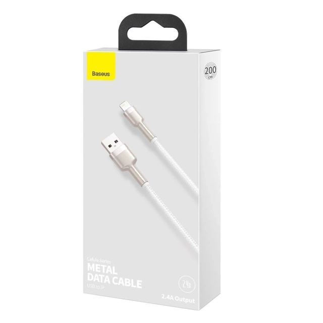 Baseus Cafule kovový dátový USB kábel - Lightning 2,4 A 2 m biely (CALJK-B02)