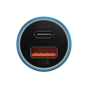 Baseus Golden Contactor Max nabíječka do auta, USB USB-C, 60W (modrá)