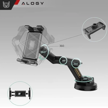 Car holder for tablet, phone 10.1" for truck bus lorry excavator car Long 43cm for windshield cockpit Alogy Black