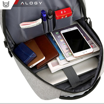 Batoh taška na notebook 15,6" velký voděodolný s USB portem Unisex 44x34x13cm do letadla Alogy Backpack Grey
