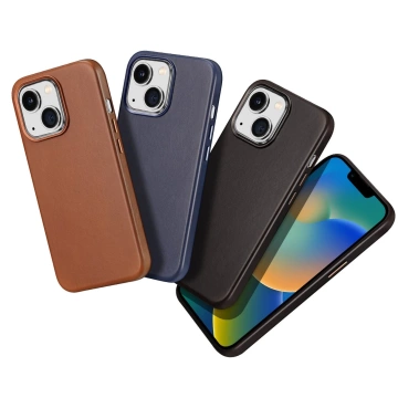 Шкіряний чохол Dux Ducis Naples для iPhone 14 (сумісний з MagSafe) темно-коричневий