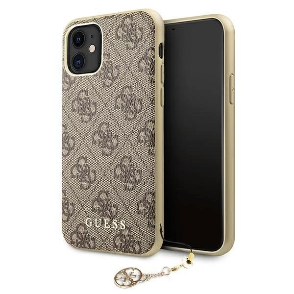 Guess GUHCN61GF4GBR iPhone 11 hnědé /brązowy pevné pouzdro 4G Charms Collection