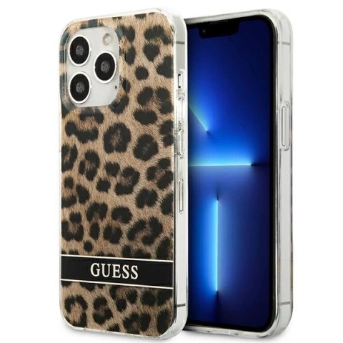 Guess GUHCP13LHSLEOW iPhone 13 Pro / 13 6,1" brązový/hnedý pevný obal Leopard