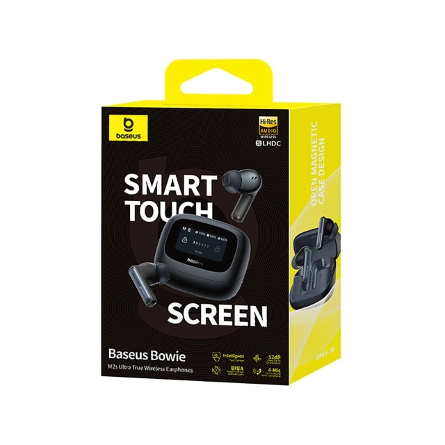 Słuchawki Baseus Bowie M2s Ultra TWS z ekranem LCD – czarne