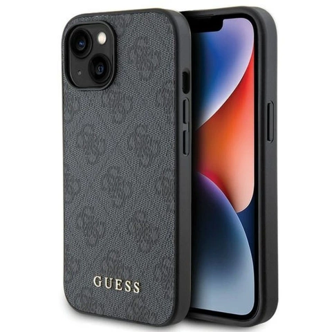 Originálne puzdro GUESS Hardcase GUHCP15SG4GFGR pre iPhone 15 (4G kovové logo / sivé)