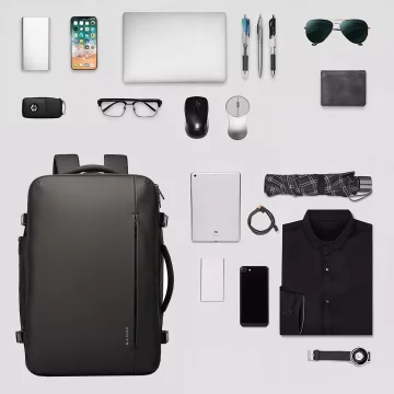Bange wasserdichter Rucksack für 15,6-Zoll-Laptop, Stadtreisender, 45 x 30 x 16 cm, für Arbeit, Flugzeug, Herren, Damen, mit USB-Anschluss Schwarz