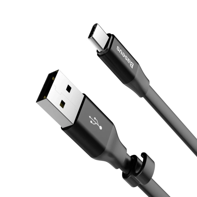 Baseus Nimble flat cable USB / USB-C кабель з тримачем 2A 0.23M чорний (CATMBJ-01)