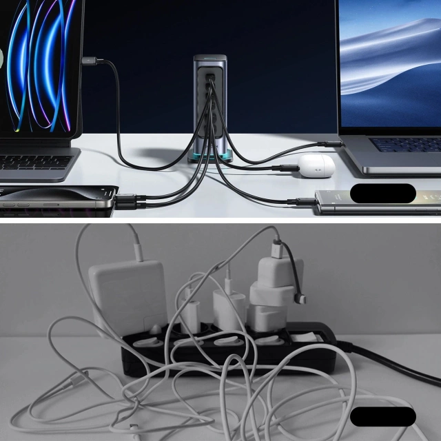 Joyroom 65W GaN-Multiport-Ladegerät, 4x USB-C, 2x USB-A, dunkelgrau
