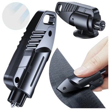Alogy 2in1 Autosicherheitshammer, Fensterbrecher, Sicherheitsgurtmesser, Schwarz