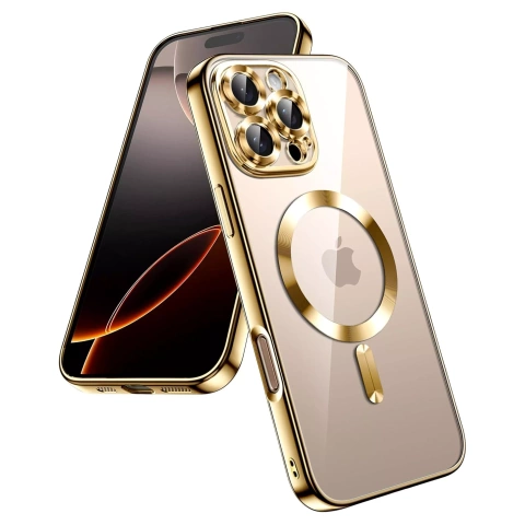 MagSafe Case for Apple iPhone 16 Pro Max Alogy Glamour Luxury Ring Case Gold-Transparent