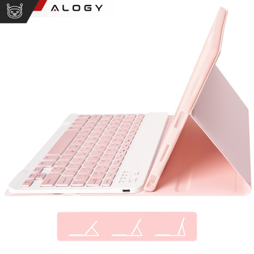 Ochranné pouzdro s bezdrátovou klávesnicí Alogy Keyboard Case s držákem stylusu pro Apple iPad 10.9 2022 růžové sklo