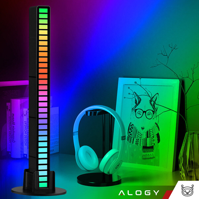 RGB LED lampa USB lampa blikajúca v rytme hudby Smart Bar 18 cm farebný 32bit Gaming Alogy Black