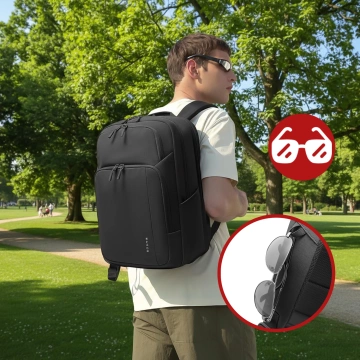Bange wasserdichter Rucksack für 15,6-Zoll-Laptop, Stadtreisender, 45 x 30 x 16 cm, für Arbeit, Flugzeug, Herren, Damen, mit USB-Anschluss Schwarz
