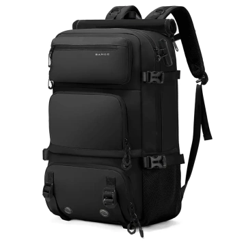 Bange 30L Waterproof Anti-Theft Backpack, City Travel, 51x32x20 cm, for Work, Airplane, Men's, Women's, with Combination Lock and Detachable Pouch, Black