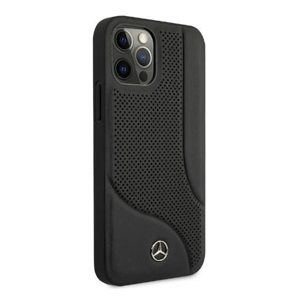 Mercedes MEHCP12MCDOBK protective case for Apple iPhone 12 / 12 Pro 6.1" black/black hardcase Leather Perforated Area