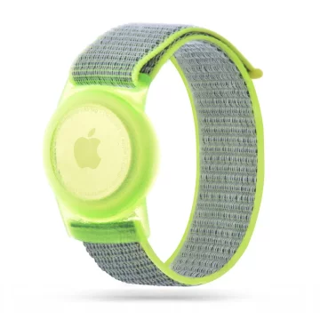 Kids Nylon Strap Wristband for Apple AirTag Lime