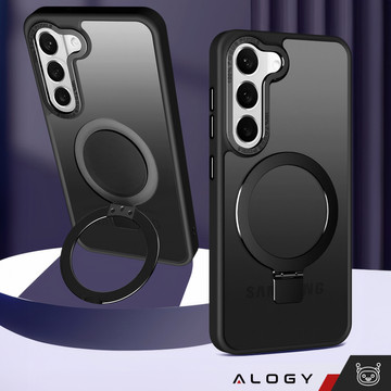 Alogy Stand Ring Case Armored phone case for MagSafe for Samsung Galaxy S23 matte Black