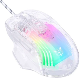 Дротова ігрова миша Onikuma CW923 RGB 12800 DPI прозора