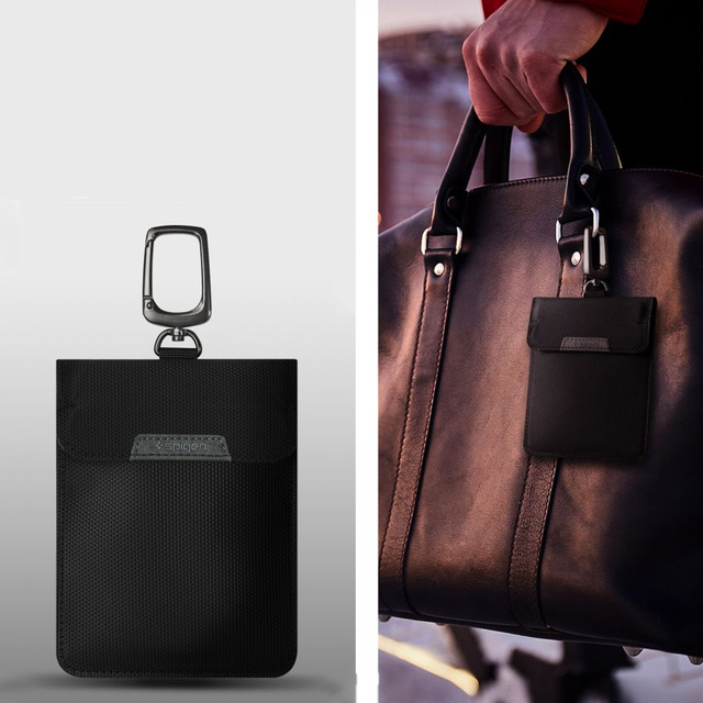 Pouzdro na klíče proti krádeži Faraday Spigen RFID Cage Signal Blocker Black