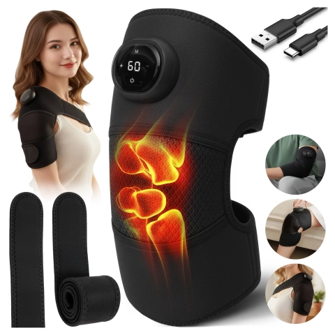 Vyhrievací pás s masážou na koleno, lakeť alebo rameno – vyhrievanie, úľava od bolesti kĺbov, rehabilitácia, termoterapia – Dr.Medic FlexTherm™ Black