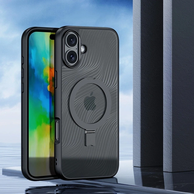Чохол для iPhone 16 Dux Ducis Aimo Mag з MagSafe та підставкою – чорний