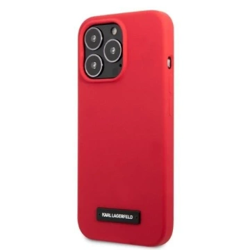 Karl Lagerfeld KLHCP13LSLMP1R protective phone case for Apple iPhone 13 Pro / 13 6.1" hardcase red/red Silicone Plaque