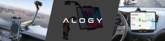 Alogy Autohalterung für Tablet-Telefon, Armaturenbrett, Windschutzscheibe für Auto mit langem Arm, 4–13 Zoll, Schwarz