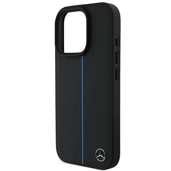 Etui Mercedes do iPhone 16 Pro Max 6.9" Hardcase MB Blue Line Leather MagSafe Czarny