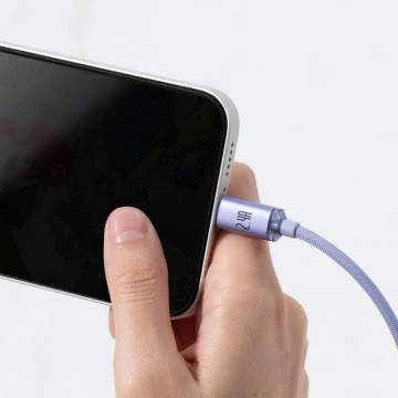 Baseus Crystal Shine Series Kabel USB-Kabel für schnelles Aufladen und Datenübertragung USB Typ A - Lightning 2.4A 2m lila (CAJY000105)