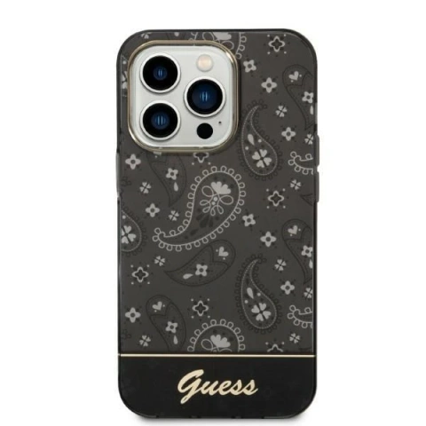 Etui Guess GUHCP14LHGBNHK do Apple iPhone 14 Pro 6,1" čierne/čierne pevné puzdro Bandana Paisley