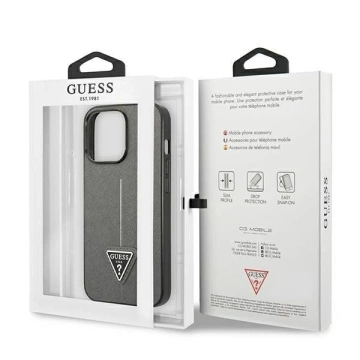 "Etui Guess GUHCP14LPSATLG für Apple iPhone 14 Pro 6,1\" srebrny/silver Hardcase SaffianoTriangle Logo"